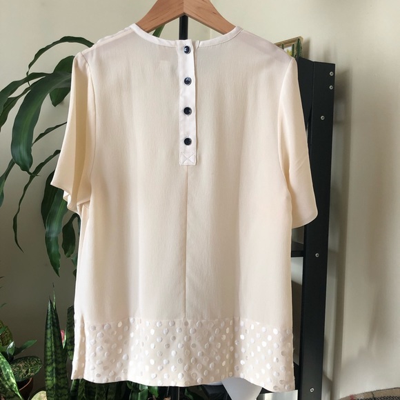 Lyn Devon Polka Dot Accent Silk Blouse - Picture 3 of 6